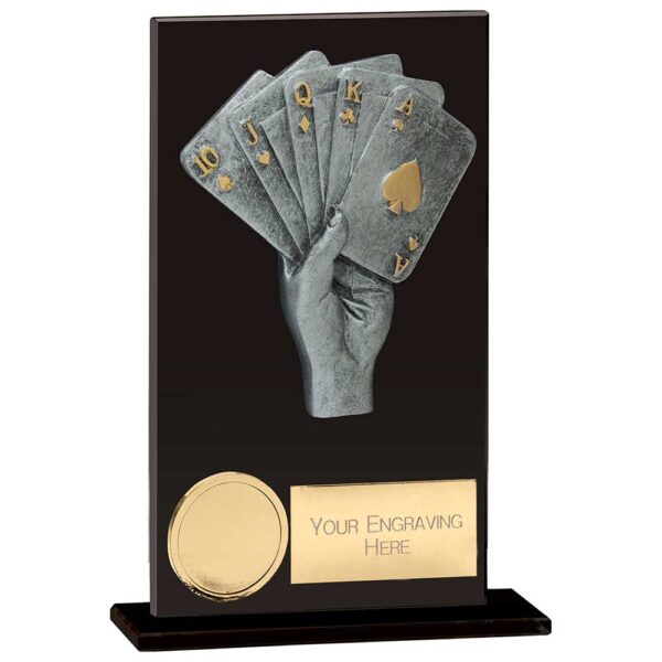 Euphoria Hero Cards Poker Glass Award Jet Black 140mm