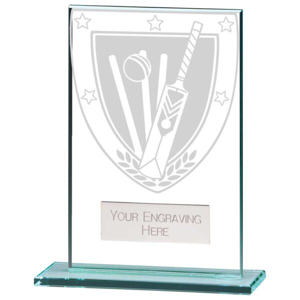 Millennium Cricket Jade Glass Award 125mm