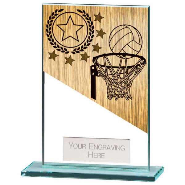 Mustang Netball Jade Glass Award 125mm