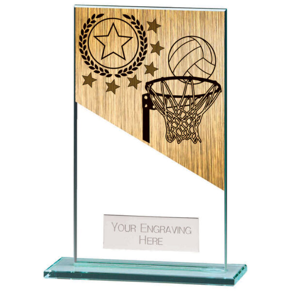 Mustang Netball Jade Glass Award 140mm