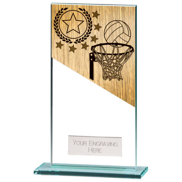 Mustang Netball Jade Glass Award 160mm