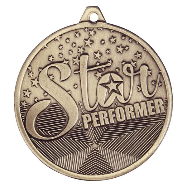 Cascade Star Performer Iron Medal Antique Gold 50mm