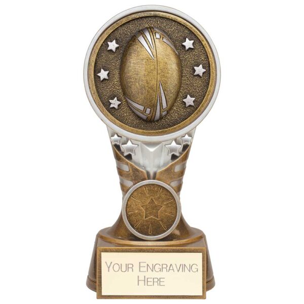 Ikon Tower Rugby Award Antique Silver & Gold 150mm