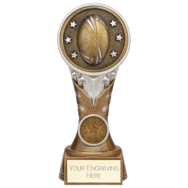 Ikon Tower Rugby Award Antique Silver & Gold 175mm