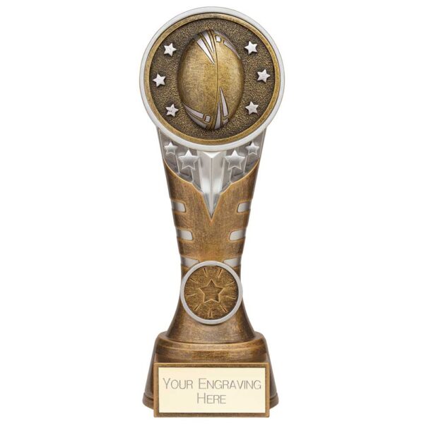 Ikon Tower Rugby Award Antique Silver & Gold 200mm