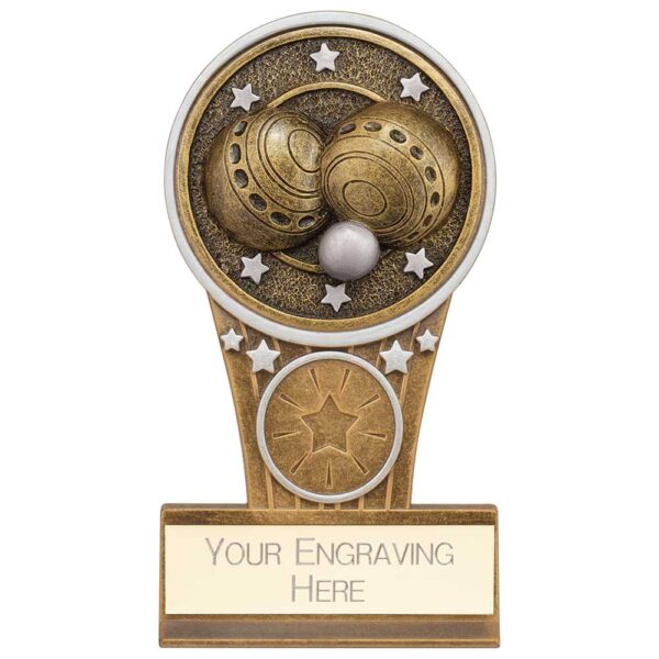 Ikon Tower Lawn Bowls Award Antique Silver & Gold 125mm