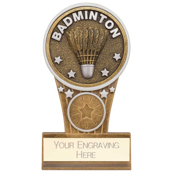 Ikon Tower Badminton Award Antique Silver & Gold 125mm