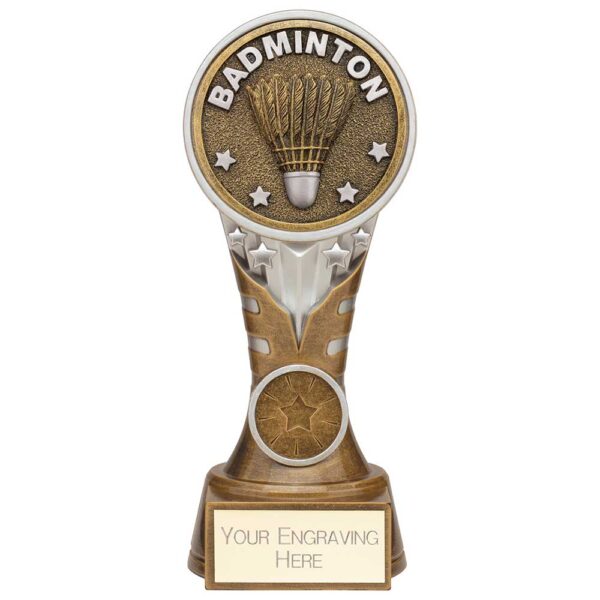 Ikon Tower Badminton Award Antique Silver & Gold 175mm