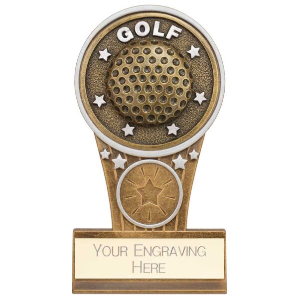 Ikon Tower Golf Award Antique Silver & Gold 125mm
