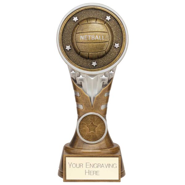 Ikon Tower Netball Award Antique Silver & Gold 175mm