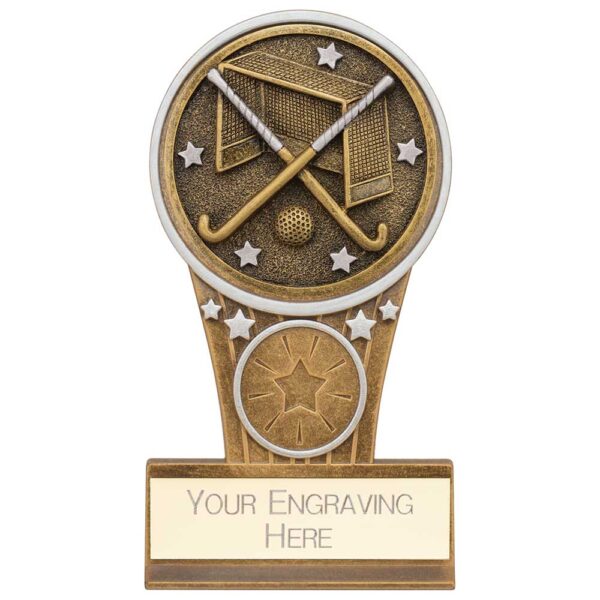 Ikon Tower Hockey Award Antique Silver & Gold 125mm