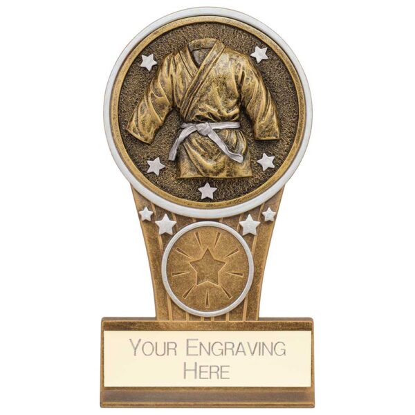 Ikon Tower Martial Arts Award Antique Silver & Gold 125mm