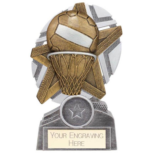 Ikon Tower Netball Award Antique Silver & Gold 225mm