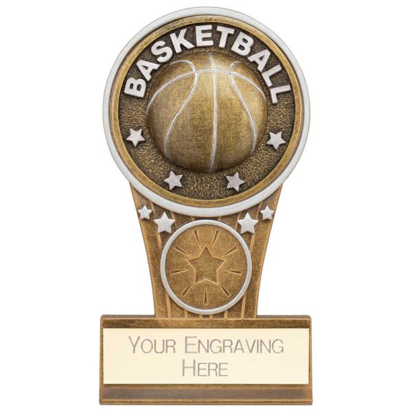 Ikon Tower Basketball Award Antique Silver & Gold 125mm