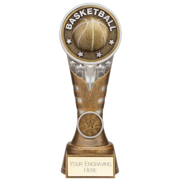 Ikon Tower Basketball Award Antique Silver & Gold 175mm