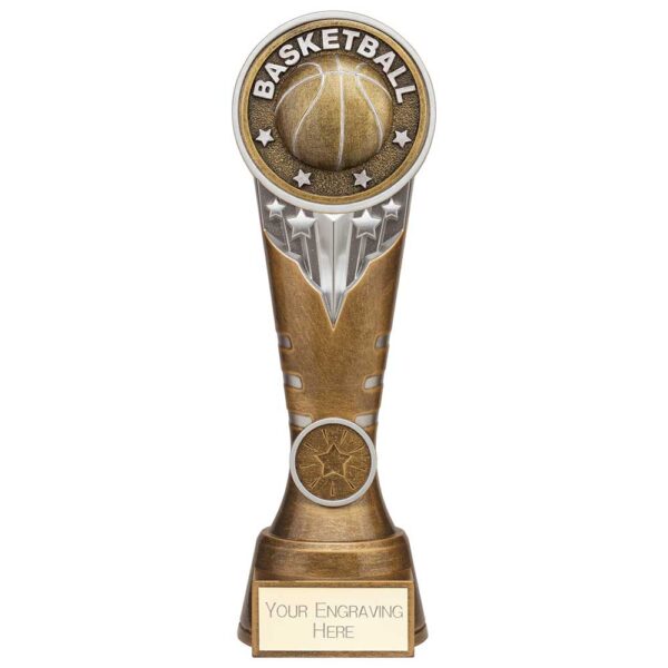 Ikon Tower Basketball Award Antique Silver & Gold 225mm