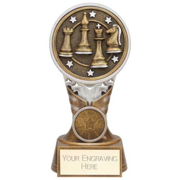 Ikon Tower Chess Award Antique Silver & Gold 150mm