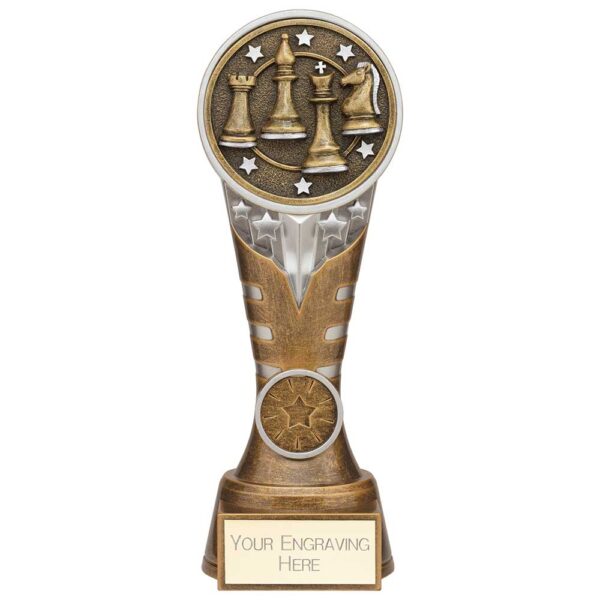 Ikon Tower Chess Award Antique Silver & Gold 200mm