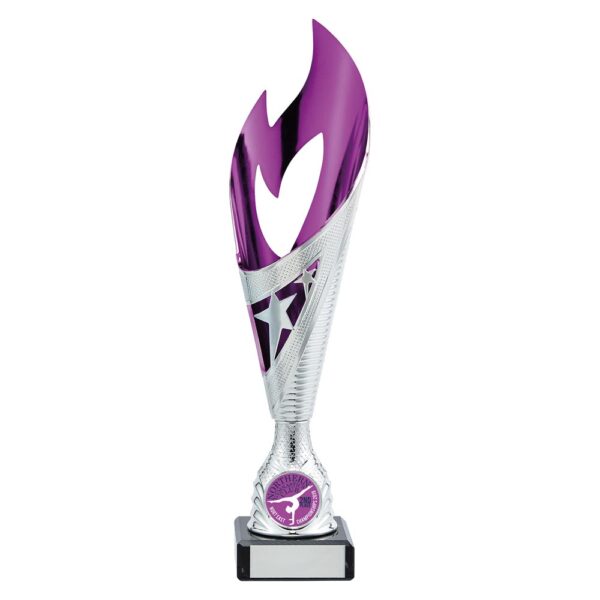Inferno Plastic Laser Cut Cup Silver & Purple 265mm