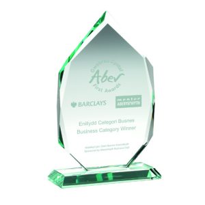 JADE GLASS DIAMOND ON BASE (15mm THICK) -       6.5in
