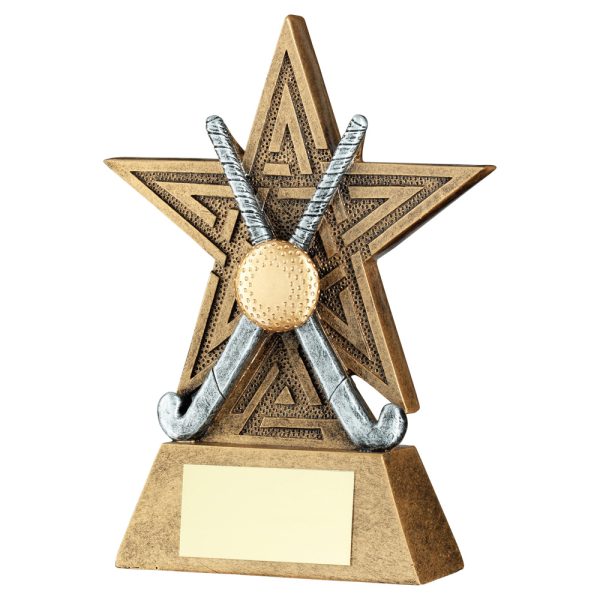 BRZ/PEW/GOLD HOCKEY STAR LINE SERIES WITH PLATE - 6in
