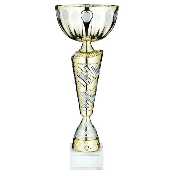 GOLD/MATT SILV TROPHY CUP WITH PLATE - 15.75in