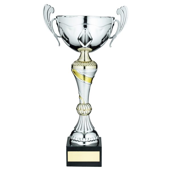 BRZ/GOLD BADMINTON MINI CUP WITH PLATE (1in CENTRE) - 3.75in