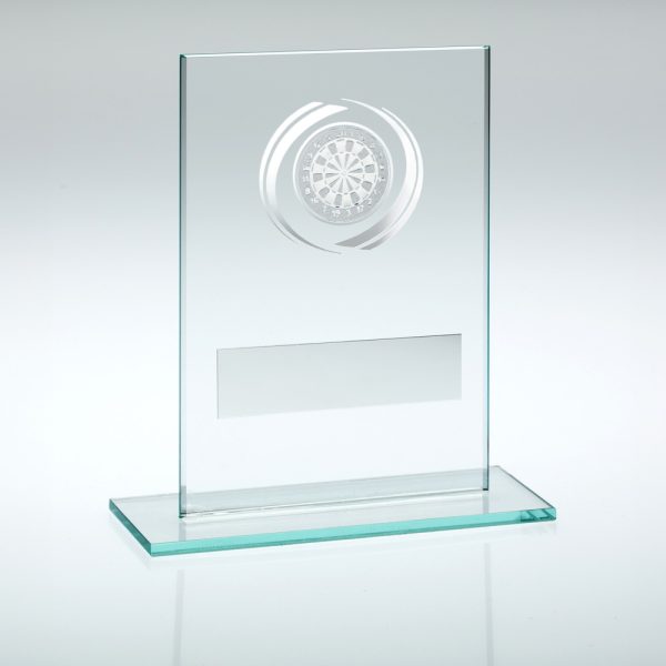 JADE/SILVER GLASS WITH DARTS INSERT AND PLATE - 5.5in
