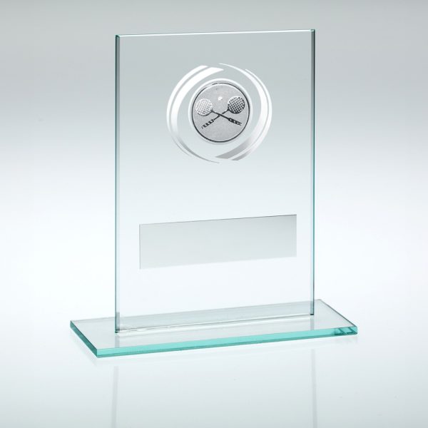 JADE/SILVER GLASS WITH SQUASH INSERT AND PLATE - 4.5in