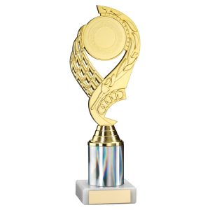 GOLD/SILVER  'OLYMPIC' HOLDER ASSEMBLED ON MARBLE (2" CEN/1" TUBE) - 8in