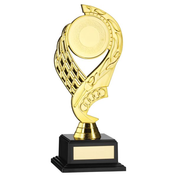 GOLD PLASTIC 'OLYMPIC' HOLDER ON BASE (2in CENTRE) - 8in