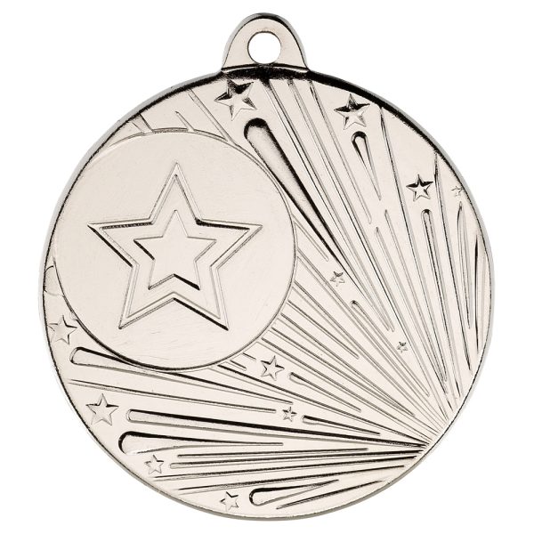 SHOOTING STAR MEDAL (1in CENTRE) SILVER - 2in